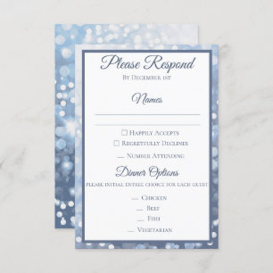 Invitación Winter Icy Blue Wedding RSVP