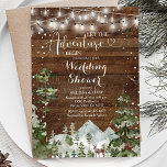 Invitación Winter Let the adventure start Wedding Shower<br><div class="desc">La Rustic Wedding Shower Invitation es perfecta para una ducha de matrimonio con un hermoso fondo rústico de madera.</div>