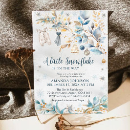 Invitación Winter Little Snowflake Clothesline Baby Shower 