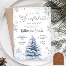Winter Little Snowflakes Pine Tree Baby Shower