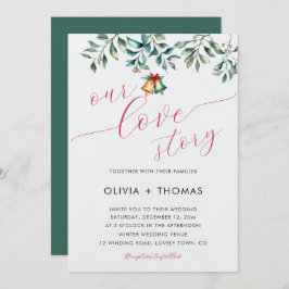 Invitación Winter Love Story Mistletoe Navidades Bell Boda