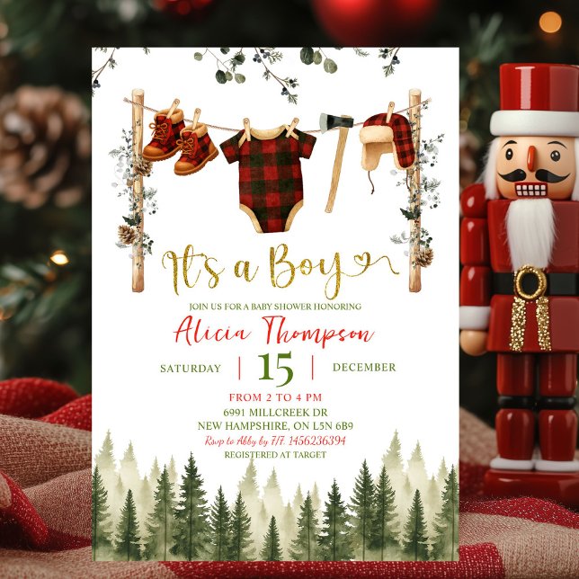 Invitación Winter Lumberjack Clothes Boy Baby Shower (Subido por el creador)