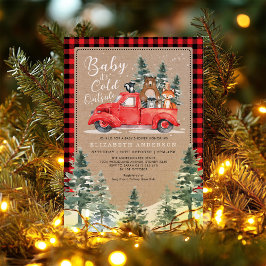 Invitación Winter Lumberjack Woodland Animals Baby Shower