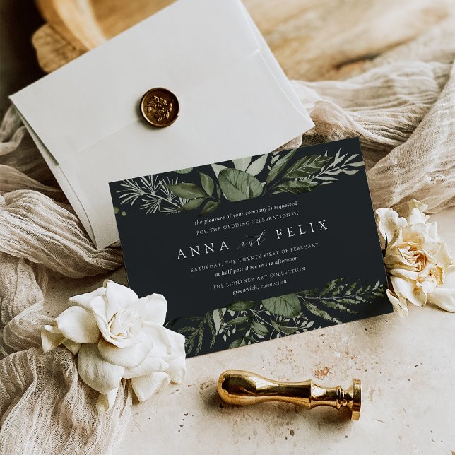Invitación Winter Meadow | Boda Botánico Verde (Subido por el creador)