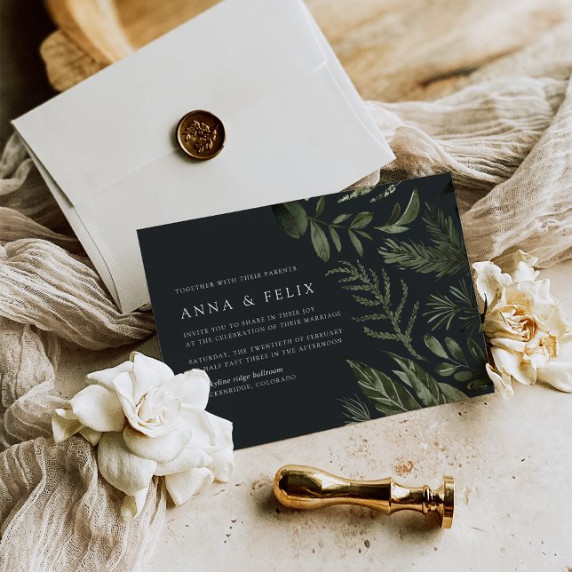 Invitación Winter Meadow | Boda Botánico Verde (Subido por el creador)