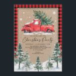 Invitación Winter Merry Christmas Fiesta Vintage Red Truck<br><div class="desc">Difundir alegres vibraciones con esta rústica invitación a fiesta de Navidades de invierno</div>