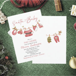 Invitación Winter Merry Christmas Santa Watercolor Baby Show