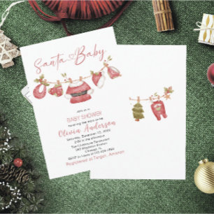 Invitación Winter Merry Christmas Santa Watercolor Baby Show