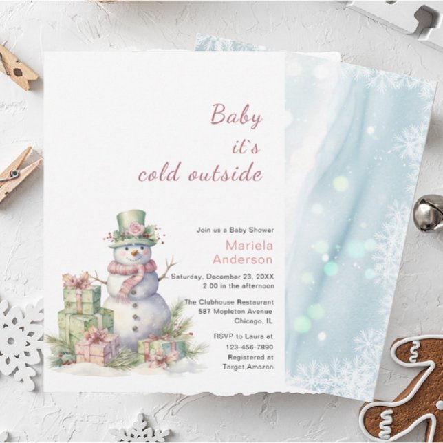 Invitación Winter Merry Christmas Snowman Watercolor Baby Sho (Subido por el creador)