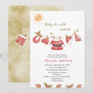 Invitación Winter Merry Christmas Snowman Watercolor Baby Sho