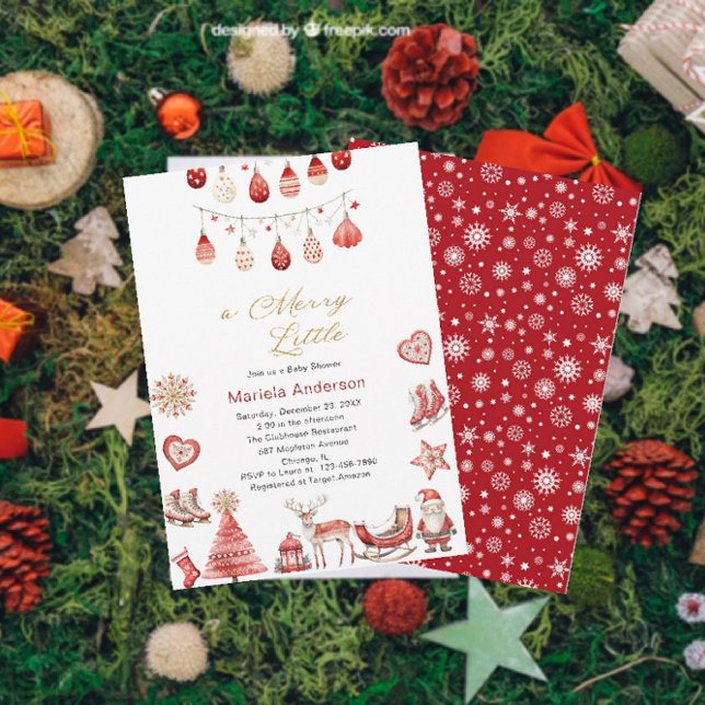 Invitación Winter Merry Christmas Watercolor Baby Shower (Subido por el creador)