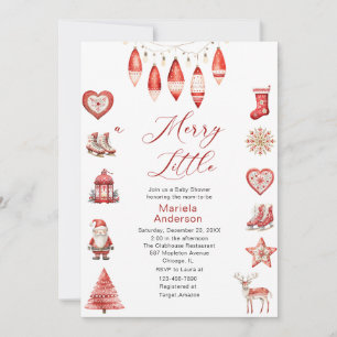 Invitación Winter Merry Christmas Watercolor Baby Shower mamá