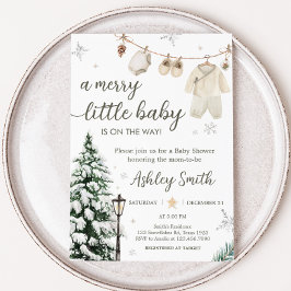 Invitación Winter Merry Little Baby Clothes Baby Shower