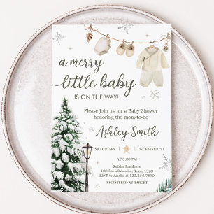 Invitación Winter Merry Little Baby Clothes Baby Shower