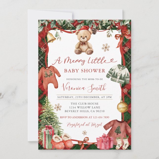 Invitación Winter Merry Little Christmas Baby Shower (Anverso)