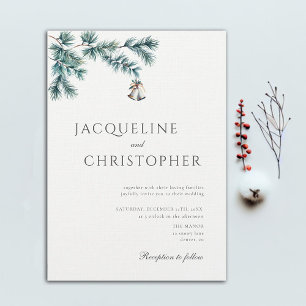 Invitación Winter Minimalista Pine Elegant Moda Bodas Bells