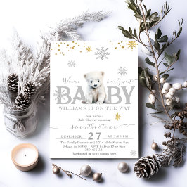 Invitación Winter Modern Bearly Wait Neutral Baby Shower