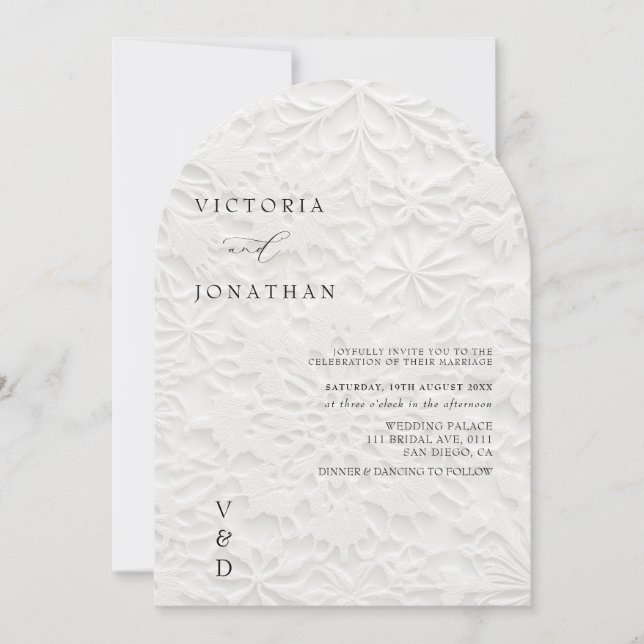 Invitación  Winter Monogram White Wedding Invitation (Anverso)