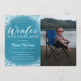 Invitación Winter, niño de Onederland, foto del Fiesta de cum