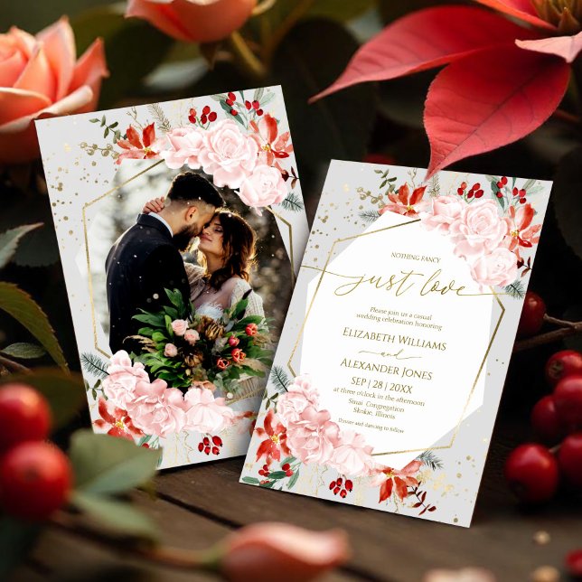 Invitación Winter Nothing Fancy Just Love Boda Photo (Subido por el creador)