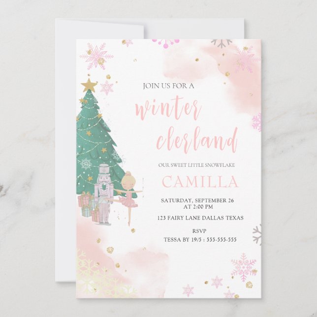 Invitación Winter Nutcracker Onederland Primer cumpleaños (Anverso)