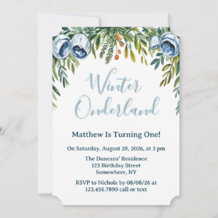 Invitación Winter Onderland Boys primero. Fiesta de cumpleaño