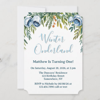 Invitación Winter Onderland Boys primero. Fiesta de cumpleaño