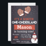 Invitación Winter One-derland (rojo)<br><div class="desc">Winter One-derland (rojo)</div>