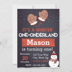 Invitación Winter One-derland (rojo)