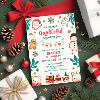 Invitación Winter Onederful Gingerbread Cookie 1st Birthday 
