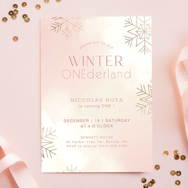 Invitación Winter ONEderful Watercolor Girl First Birthday (Subido por el creador)
