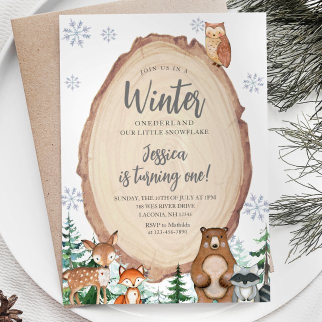 Invitación Winter Onederland 1er cumpleaños Animal Woodland (Subido por el creador)