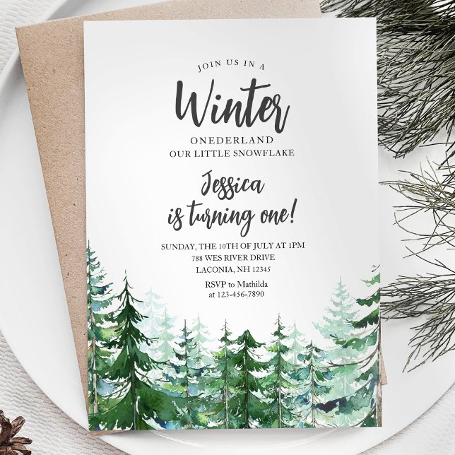 Invitación Winter Onederland 1er cumpleaños Bosque Woodland (Subido por el creador)