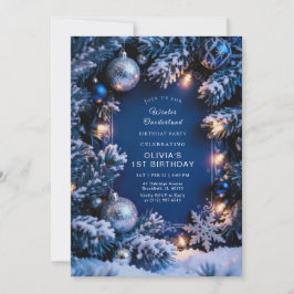 Invitación Winter ONEderland 1st Birthday Invitation Editable