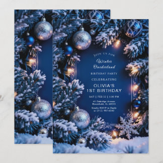 Invitación Winter ONEderland 1st Birthday Invitation Editable