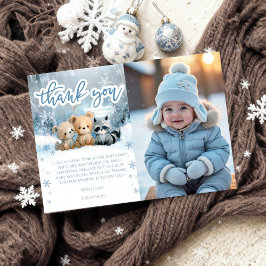 Invitación Winter Onederland 1st Birthday Thank You Cards