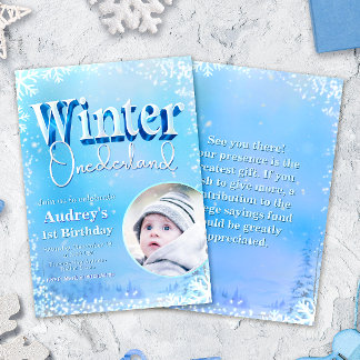 Invitación Winter Onederland - 1st Birthday with Photo 