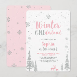 Invitación Winter Onederland 1st, First Birthday, Girl