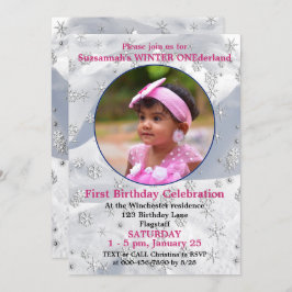 Invitación Winter ONEderland 1stt Birthday Snowflake Template