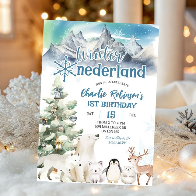 Invitación Winter Onederland Arctic Animal Boy First Birthday (Subido por el creador)