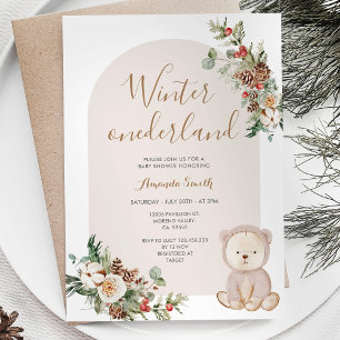 Invitación Winter onederland Bear Berries Baby Shower