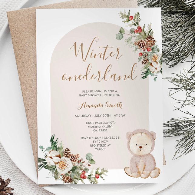 Invitación Winter onederland Bear Berries Baby Shower (Subido por el creador)