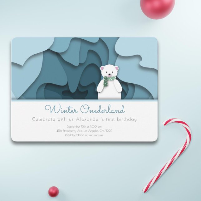 Invitación Winter Onederland Bear Boy primer cumpleaños (Subido por el creador)