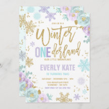 Winter ONEderland Birthday Gold Purple Snowflake