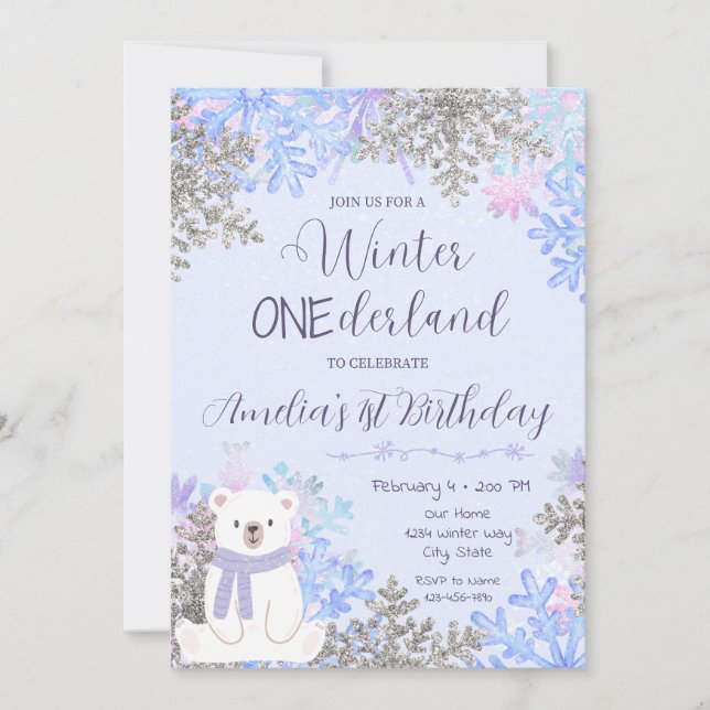 Invitación Winter Onederland Birthday Invitation (Anverso)