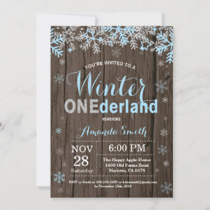 Invitación Winter Onederland Blue Silver Boy primer cumpleaño