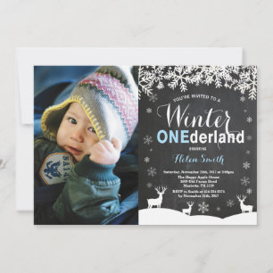 Invitación Winter Onederland Boy 1er cumpleaños foto