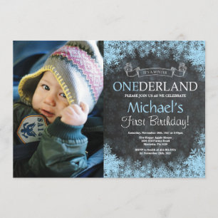 Invitación Winter Onederland Boy 1er cumpleaños foto