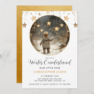 Invitación Winter ONEderland Boy primer cumpleaños