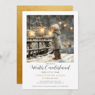 Invitación Winter ONEderland Boy primer cumpleaños